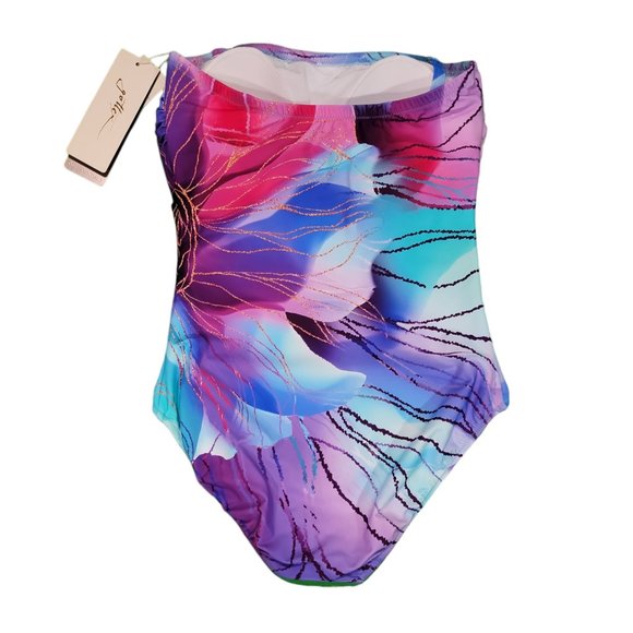 Gottex Women's Standard Golden Blossom Bandeau One Piece Sz 8 - Picture 3 of 5